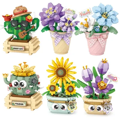 Mini Topf saftige Blume Bausteine DIY niedlichen Blumenstrauß Modell Ornamente erwachsene Kinder Image