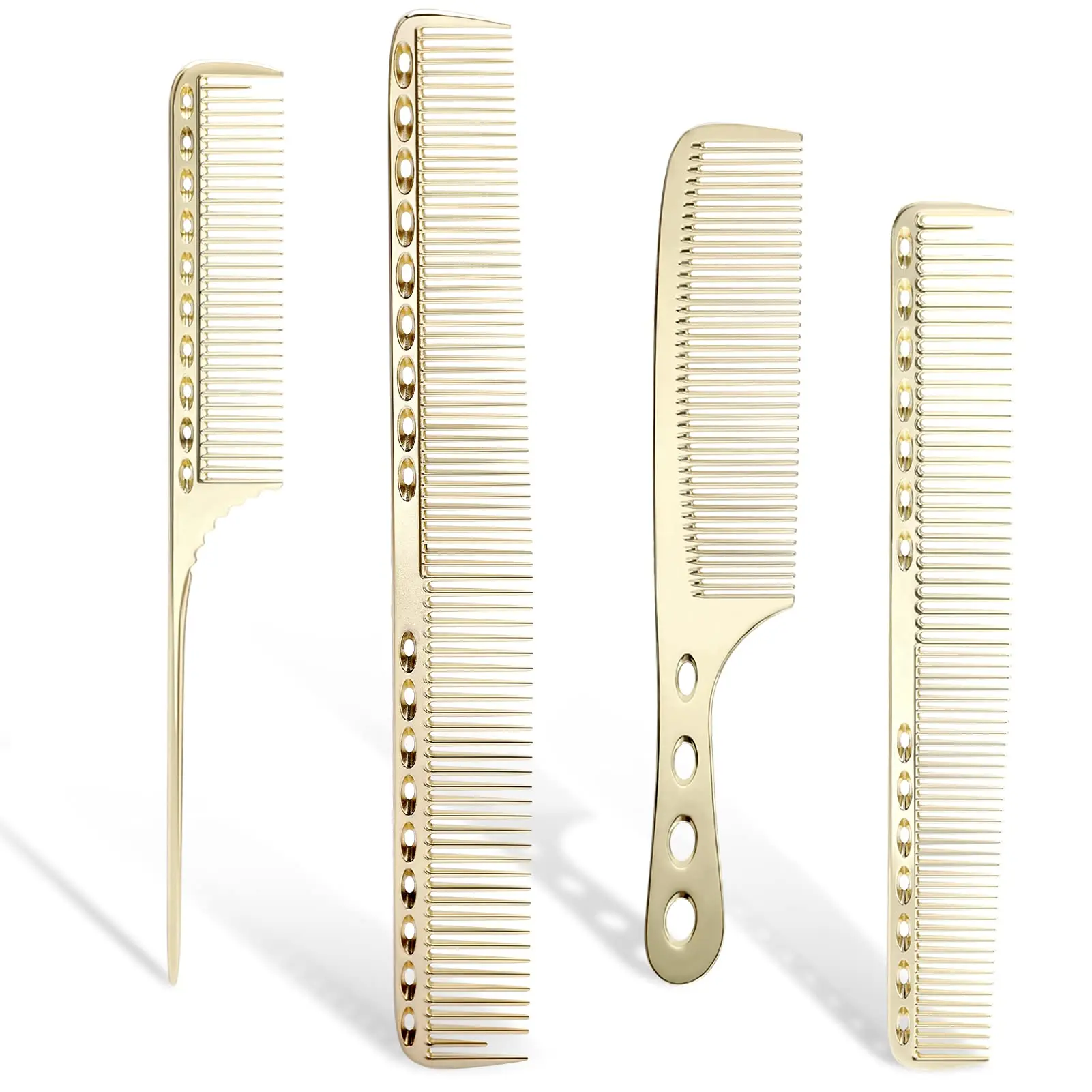 4 teile/paket Metall Kamm Set Friseur Kamm Edelstahl Misch kamm feines Styling Schneid kamm Flat Top Clipper Kamm Image