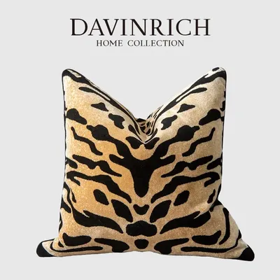 DAVINRICH Tiger Chic Muster Fliesen Quadratische Kissenbezüge Luxus Tier Leopardenhaut Streifen Image