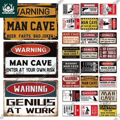 Putuo Decor Man Cave Metallschild Vintage Blechschild Lustige Warnung Meine Regeln Vorsicht für Bar Image