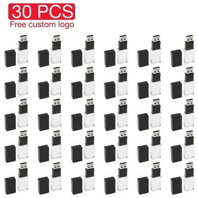 30 STÜCK LOS Kristall-USB-Sticks 128 GB Hochzeitsgeschenk Kostenloses individuelles Logo Pen Drive Image