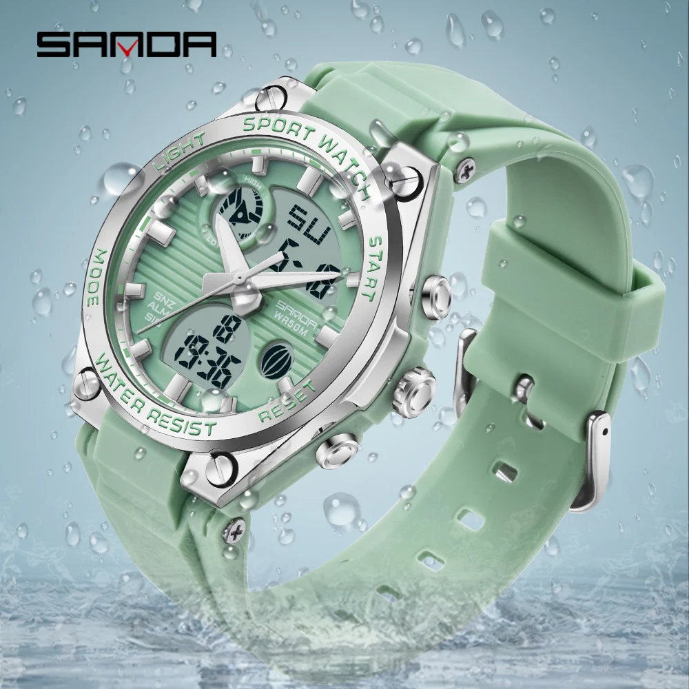 SANDA Mode LED Leuchtende Digitale Frauen Uhr Sport Casual Armbanduhr Mädchen Im Freien Wasserdichte Luxus Quarz Frauen Armbanduhren Image