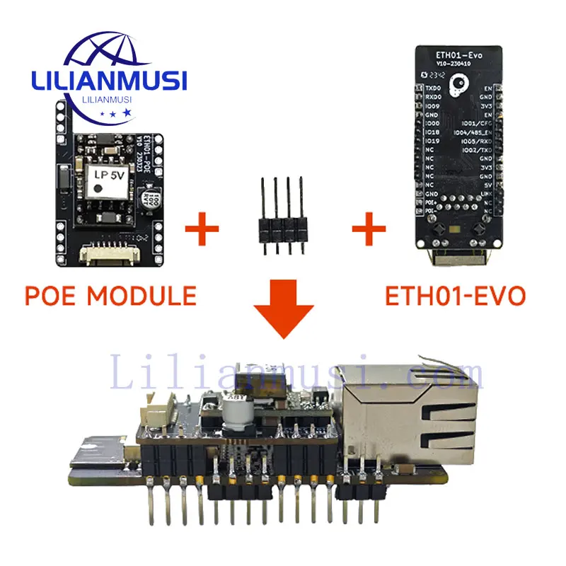 ETH01-EVO ESP32-C3 WiFi Bluetooth-kompatibel Ethernet 3 in 1 IoT Gateway Reserve Poe Position Kommunikation Gateway Image