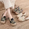 Blumen bestickte Damen-Espadrilles aus Leinen und Baumwolle, bequeme Turnschuhe, lässige Wanderschuhe, Größe 35–40 2024