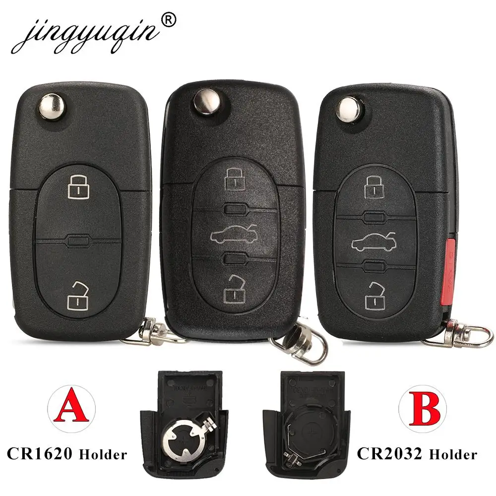 Jingyuqin 2/3/4BTN Auto Fernbedienung Schlüssel Shell Fob Für Volkswagen VW MK4 B5 B6 Bora Passat Golf 4 5 6 CR1616/CR2032 Flip Auto Schlüssel Fall Image