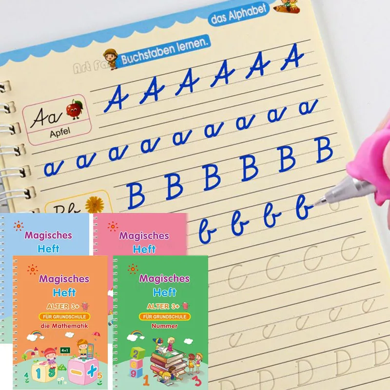 Deutsch magische Bücher für Kinder Alphabet wieder verwendbare hand geschriebene magische Notizbuch Schreiben für Kalligraphie Set Montessori Copybook