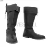 Maßgeschneiderte mittelalterliche Leder Herren Stiefel Halloween Karneval Ritter Pirat Cosplay Prinz Schwarz Braun Stiefel Gothic Punk Schuhe