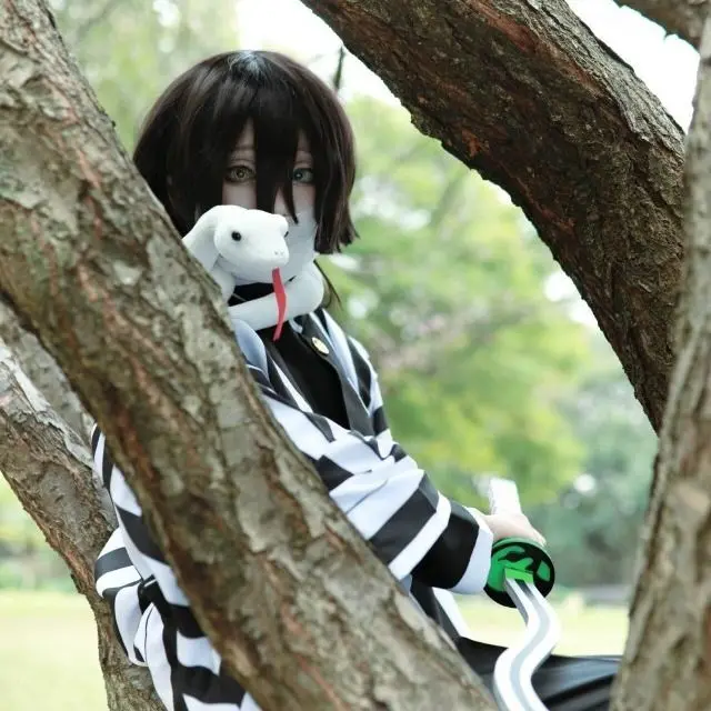 Iguro Obanai Haori Kimono Cosplay Kostüm Perücke Weiße Schlange Requisiten Halloween Karneval Erwachsene Kinder Kostüm Image