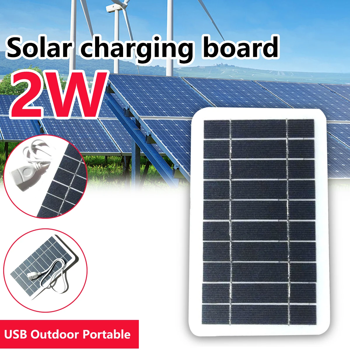 5v 2w Solar panel Ausgang USB Outdoor tragbare Solaranlage Handy Ladegeräte Solar panel Batterie modul Generation Board Image