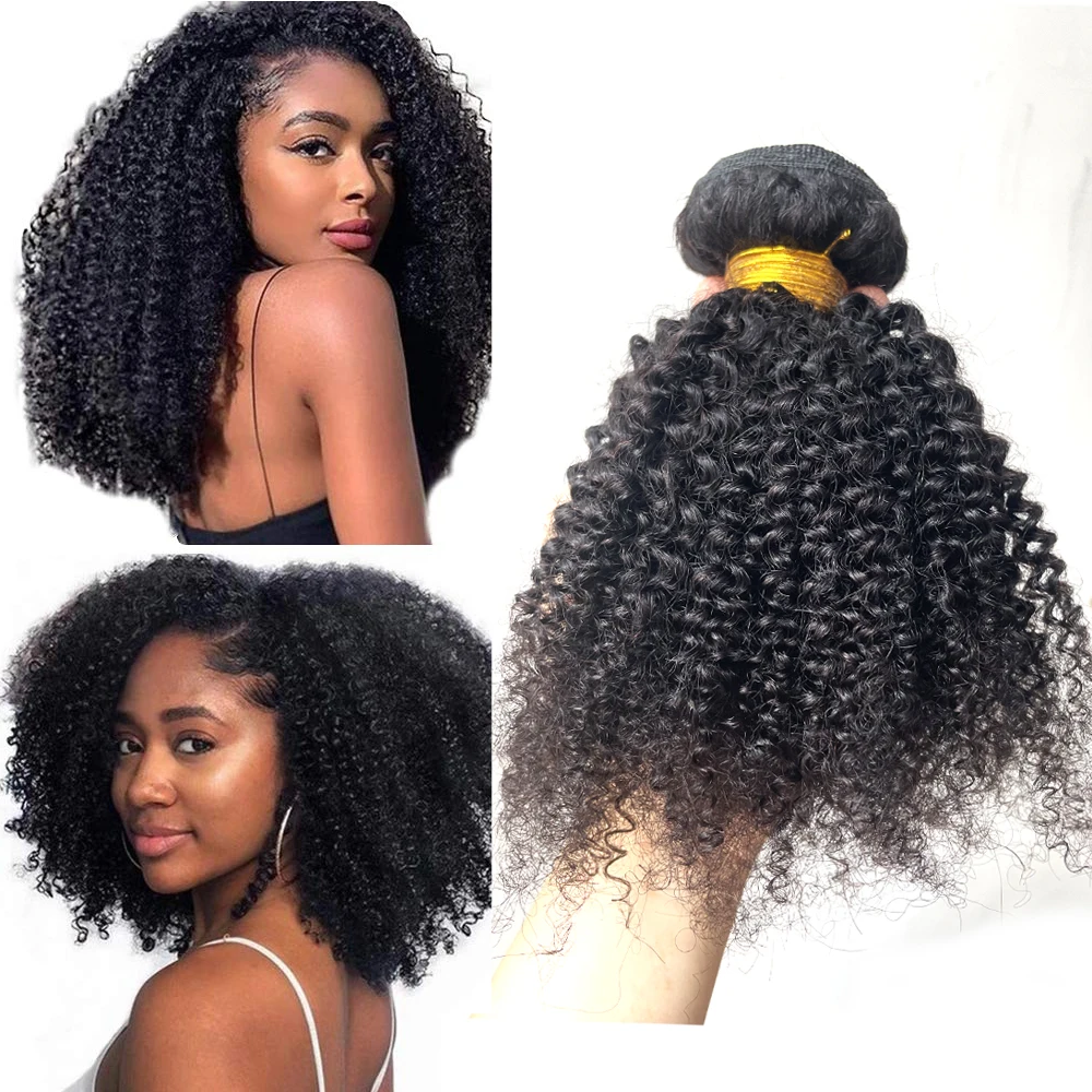 Afro Verworrene Lockige Bundles Brasilianische 1/3 Afro Verworrene Menschliches Haar Bundles Deal 8-20 "Haar Extensions Lockige menschliche Haarwebart Für Frauen Image