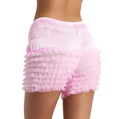 Damen sexy einfarbig elastischen Bund Unterwäsche Dessous Höschen gestufte Rüschen Spitze Tanz Image
