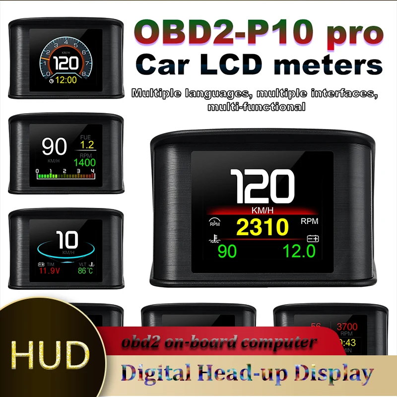 Obdii hud P10-PRO Head-up-Display obd2 Board Computer Smart Digital GPS Tachometer für Auto Windschutz scheibe Tachometer Projektor p10 Image