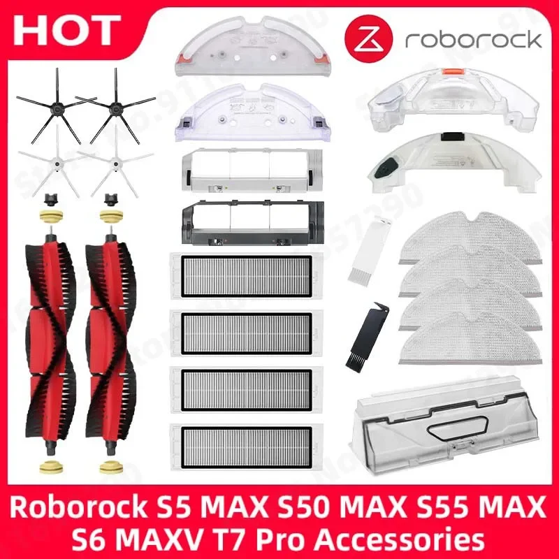 Roborock S5 MAX S50 MAX S55 MAX S6 MAXV HEPA-Filter Seiten-/Hauptbürste Wassertank Tablett Mopp Staubbox Staubsaugerzubehör Image