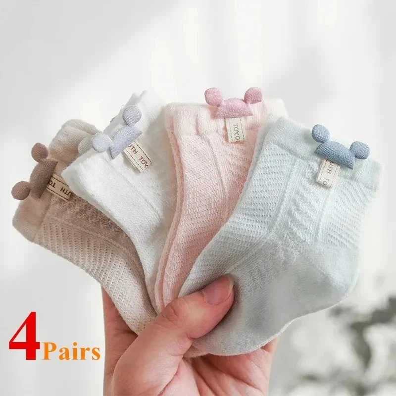 4 paare/los Sommer Baby Mesh dünne Socken Cartoon weiche Baumwolle Neugeborene Socke Prinzessin Kleinkind Kleinkind Mädchen süße atmungsaktive Socken Image