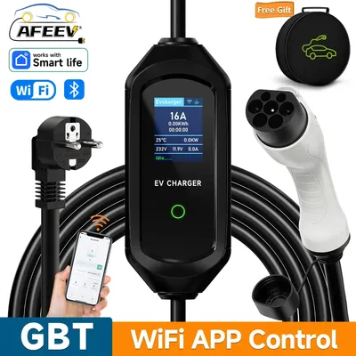 AFEEV 3,5 kW 16 A tragbares EV-Ladegerät GBT 20234 Elektroauto-Ladegerät EVSE Schnellladekabel WiFi Image