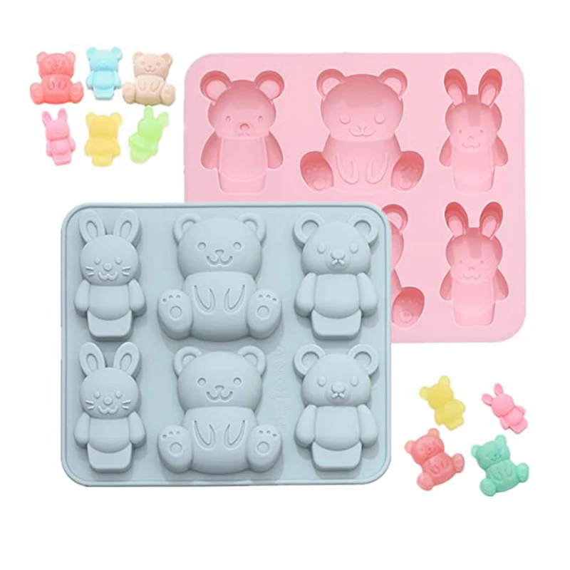 Teddybär Silikonform Niedliches Cartoon-Tier Schokolade Kuchen Jello Backform für handgemachte DIY Seife Süßigkeiten Eiswürfelherstellung Werkzeuge Image