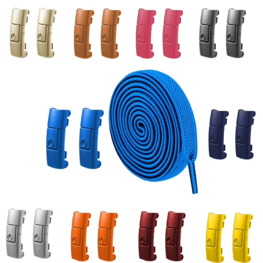 8 MM 20 Farbschalter Schnalle Keine Krawatte Schnürsenkel Drücken Sie Schloss Schnürsenkel Ohne Krawatten Elastische Schnürsenkel Sneaker Kinder Erwachsene Flache Schnürsenkel Image