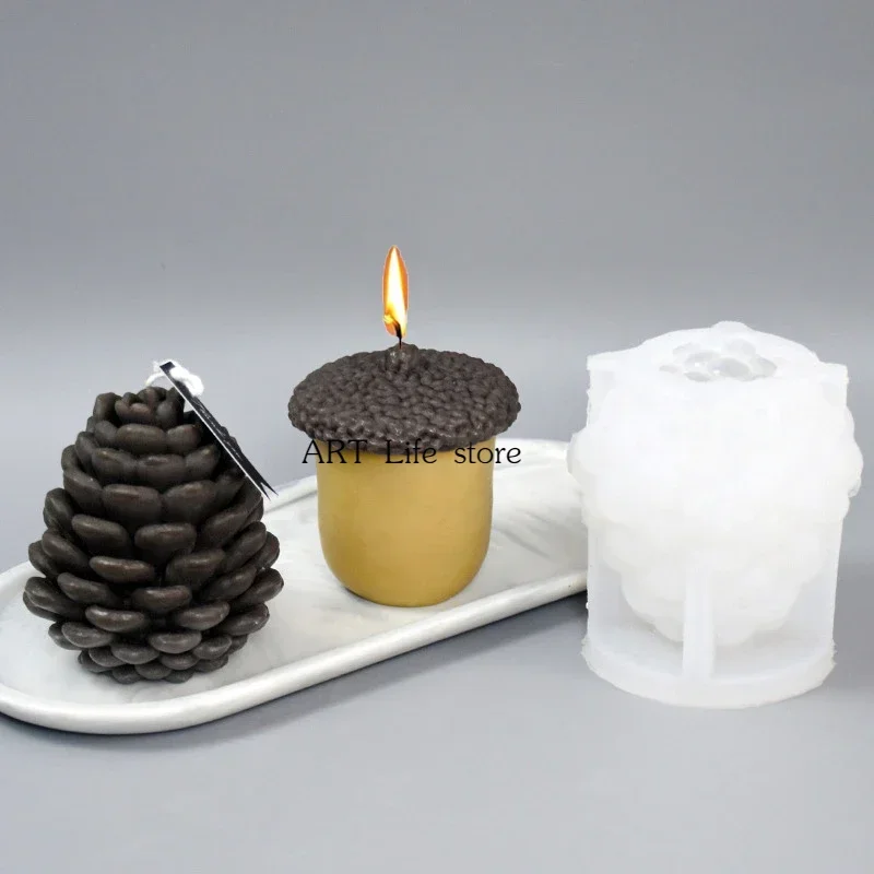 Neue Tannenzapfen Silikon Kerzen form 3d Pinienkerne Aroma therapie Gips Seife Handwerk Harz Beton form Weihnachts geschenk Herstellung Werkzeug Image