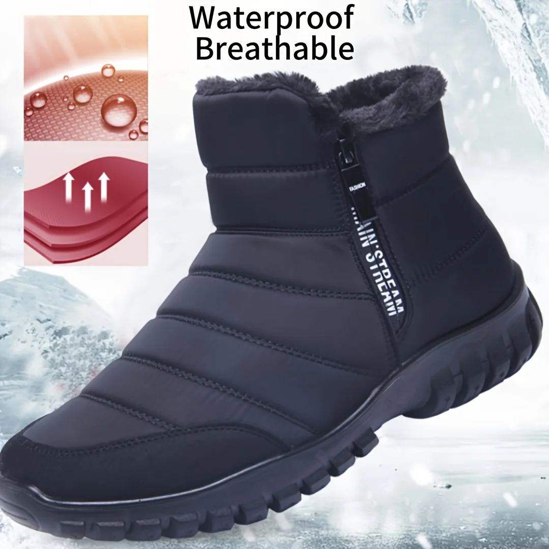 Winterschuhe Herren Turnschuhe Warme Baumwolle Reißverschluss Schnee Stiefeletten, Autumncasual Schuhe Wasserdichte Schneestiefel kostenloser Versand Schuh Image