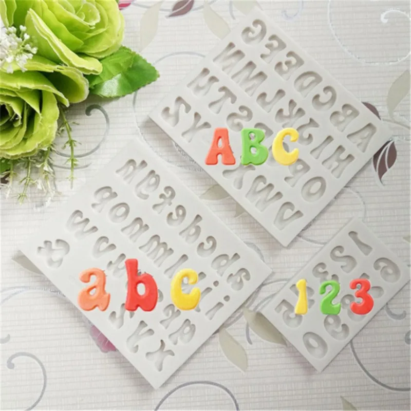 3d Buchstaben Nummer Silikon Fondant Formen Schokoladen kuchen Formen Kuchen Dekorieren DIY Werkzeuge Gelee Kekse Backen Druckform 2024 Image