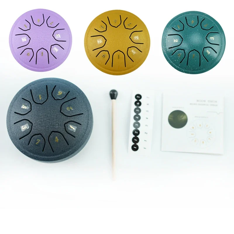 4,5 Zoll 8-Ton-Stahlzunge Handtrommel Mine leere Trommeln mit Drumsticks Anfänger Schlag instrumente Zubehörteile Image