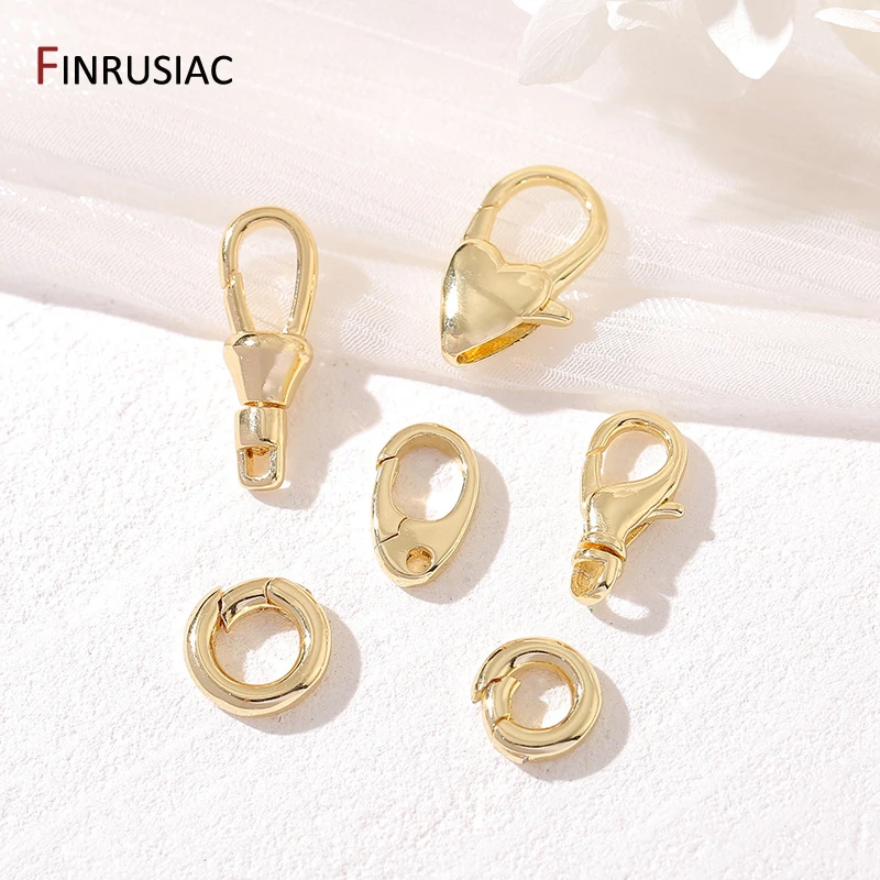 14 Karat vergoldet Messing Herzform Feder verschluss Anschluss verschluss für DIY Armband Halskette hand gefertigten Schmuck machen Ergebnisse Image