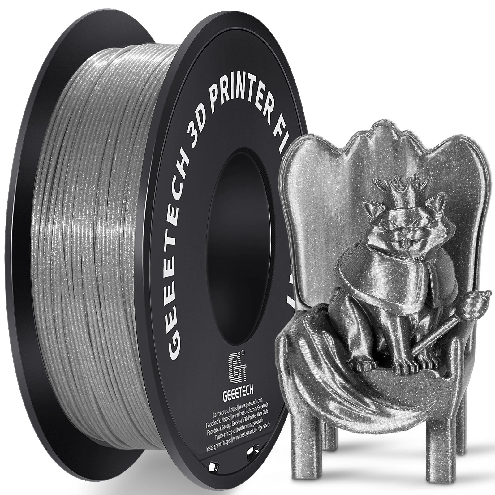 Geeetech Sparkly PLA Filament 1 kg 1,75 mm 3D-Drucker-Kunststoffmaterial, Genauigkeit 0,03 mm, mehrere Farben, passend für die meisten FDM-Drucker Image