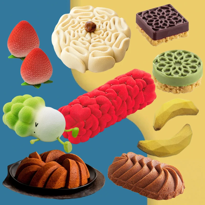 SHENHONG Lebensmittelqualität Silikon Kuchenformen Obst Mousse Form Pfund Kuchenform Herz Schokoladenform Küche Dessert Backwerkzeuge Image