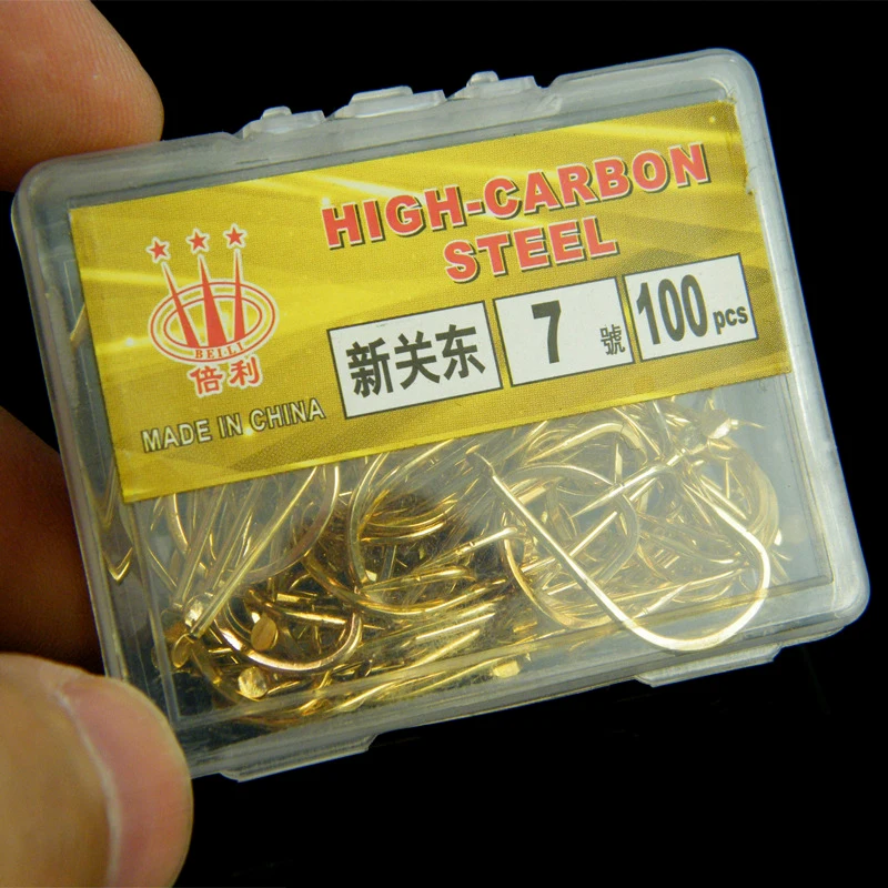 100 Stück Shinkanto Bar bless Multi-Typ Multi-Size-Goldfisch haken Langs chaft Karpfen und Karpfen Angela us rüstung Image