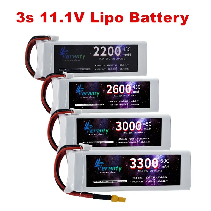 2PCS 3S Batterie 2200mAh 11,1 v 2600MAH lipo Batterie 3000MAH 3300MAH 45C/60C für RC Auto FPV Drone 4WD Fahrzeug mit XT60 T Stecker Image