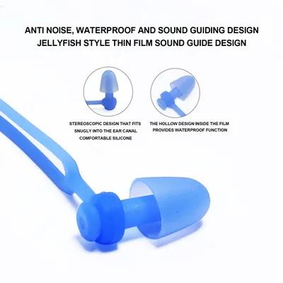 PVC-Ohrstöpsel zum Schwimmen mit Seil, wasserdicht, geräuscharm, PVC-Ohrstöpsel für Image