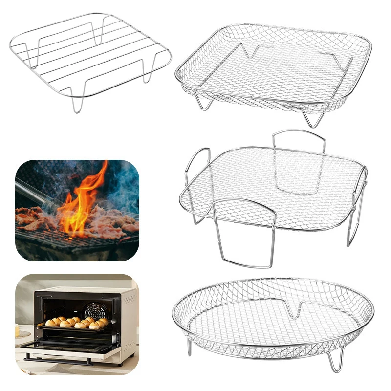 Air Fryer Rack für Ninja Dual Edelstahl Grillrost Rechteck Hot Airfryer Korb Tablett Zubehör