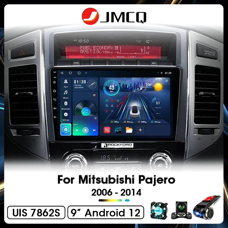 JMCQ Android 12 Auto Stereo Radio Multimedia Video Player Für Mitsubishi Pajero 4 V80 V90 2006-2014 2 Din dvd Kopf Einheit Carplay Image