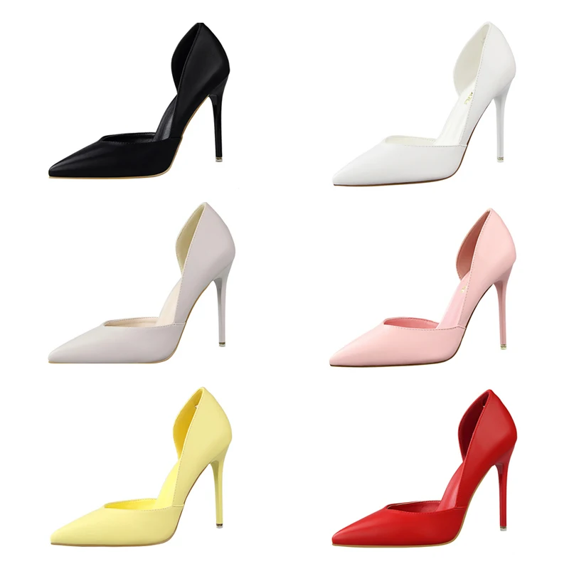 Sommer Frauen Büroarbeit 10,5 cm High Heels Nachtclub Leder Pumps Dame Mode prägnante gelb rote Schuhe Party Stiletto Heels