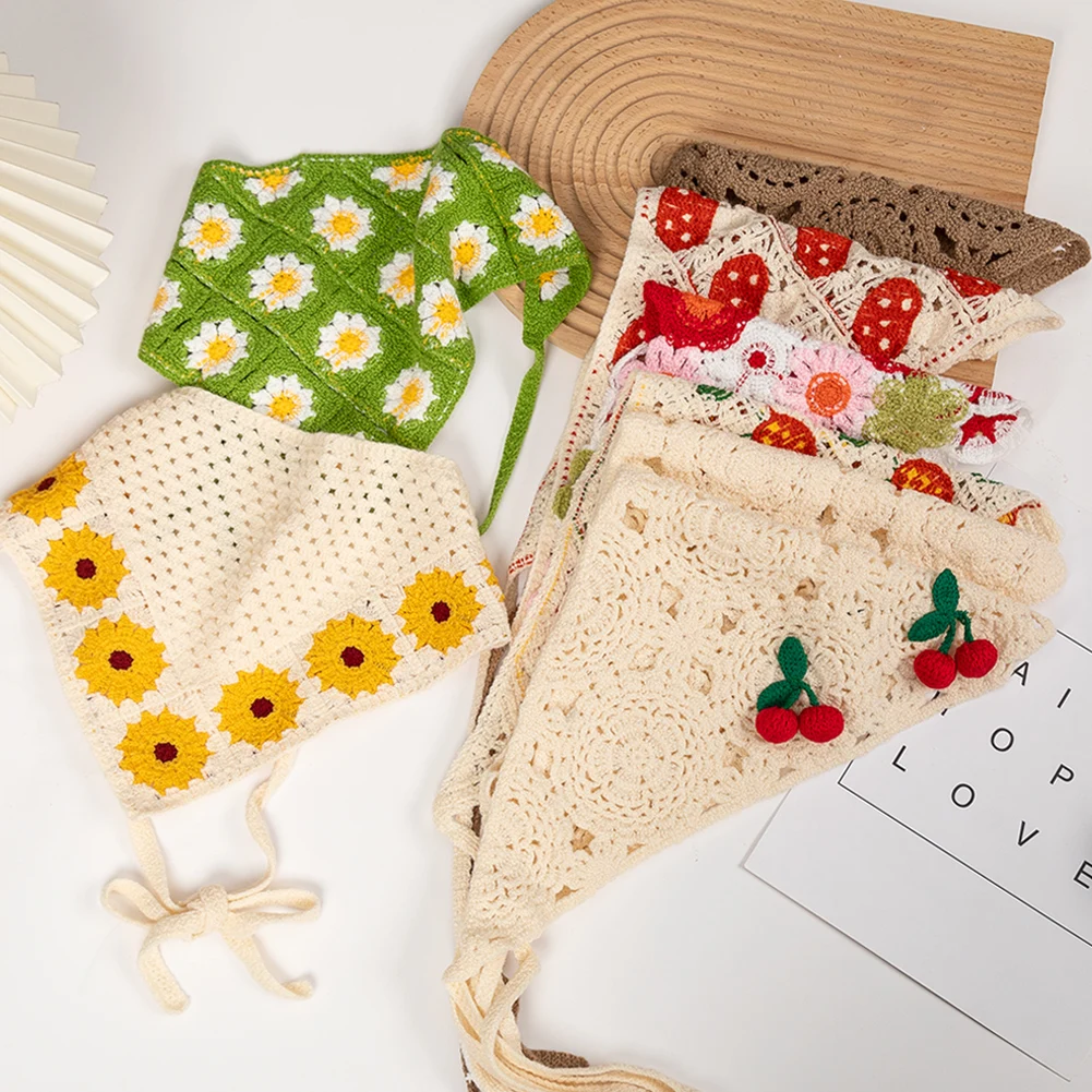 Häkeln Turban Haars chal Bandana Haar bänder für Frauen Mädchen Stricken Vintage Haar bänder Stirnbänder Mode Haarschmuck Image