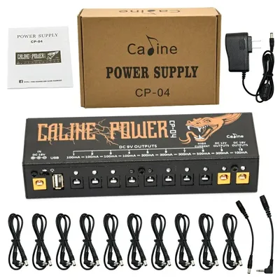 Caline CP-04 Guitar Effect Pedal Power Supply 10 Isolated Outputs (9V, 12V, 18V) Short Circuit