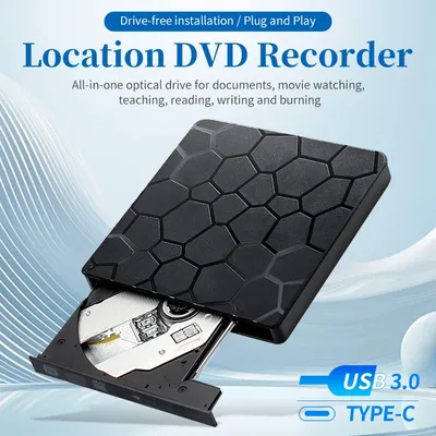 2in1 USB3.0 TypeC Slim External DVD VCD CD Writer Optical Drive Burner Reader Player Portable For
