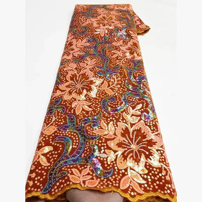 Wholesale Fashion African Velvet Lace Fabric 2025 High Quality Women Party Sequin Embroidery