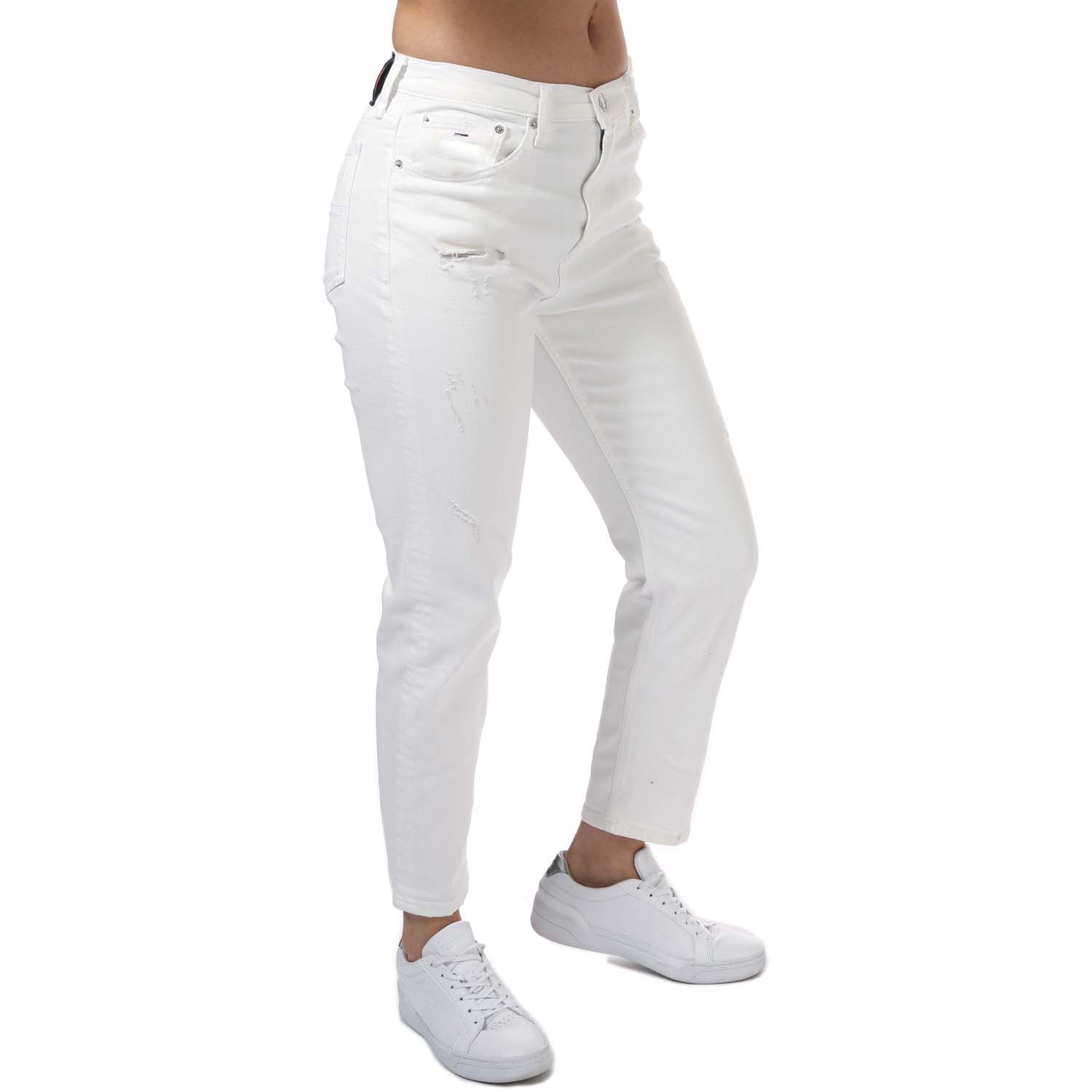 Tommy Hilfiger Tabard Logo Patch Jeans für Frauen in Weiß