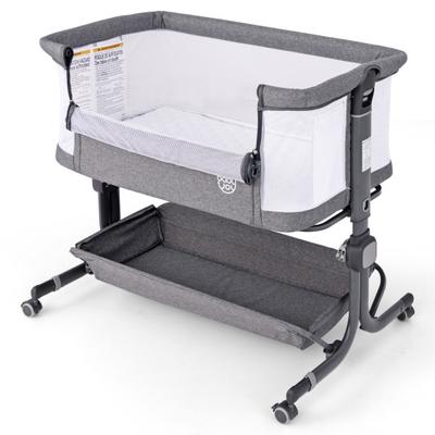 Costway Baby Bassinet Bedside Sleeper with 6-Level Adjustable Height-Gray