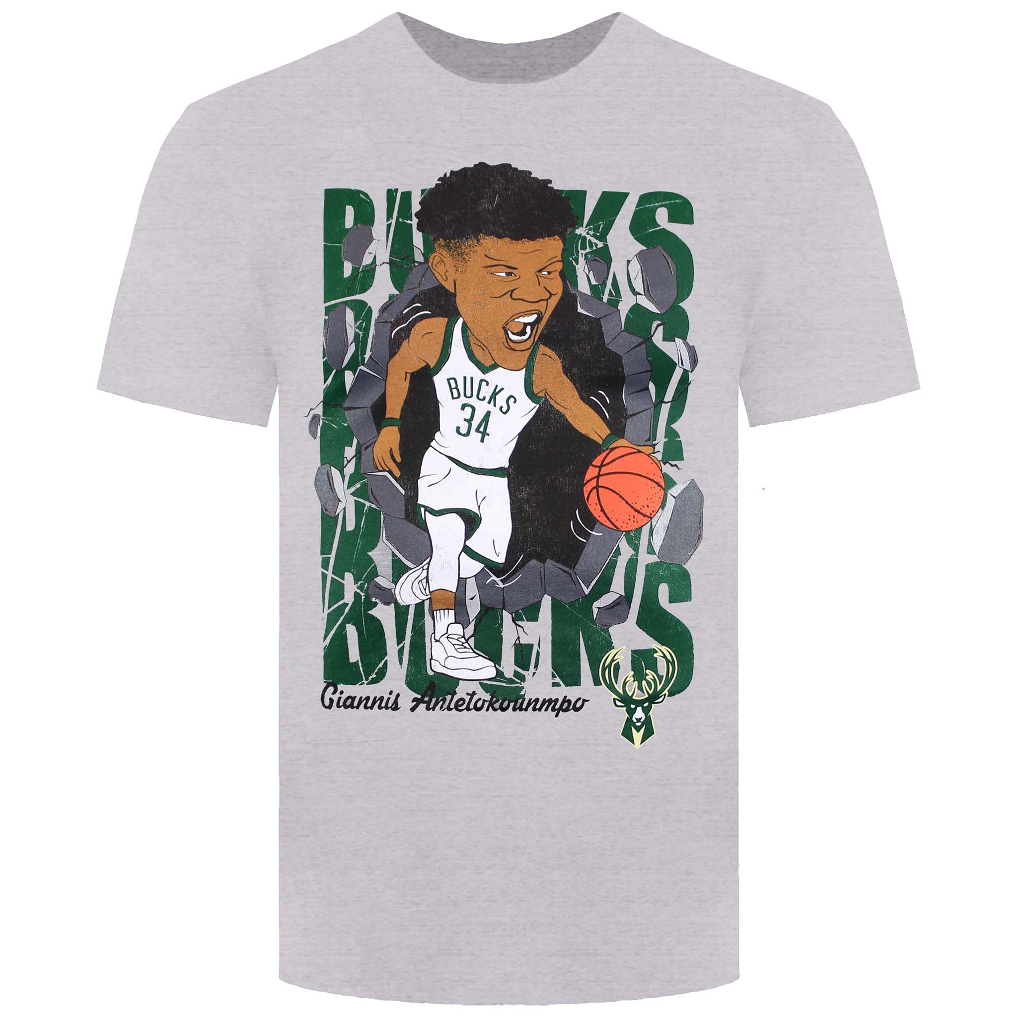 NBA Childrens Unisex Milwaukee Bucks 34 Giannis Antetokounmpo Kids Hype Break T-shirt - Grey - Size Large | NBA Sale | Discount Designer Brands