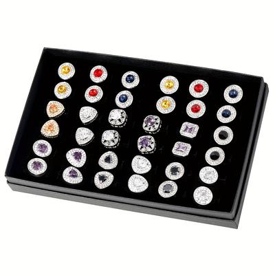 TEMU 18 Pairs Of Gift Box , Alloy Crystal Zircon Inlaid With Diamond Alloy Cufflinks, Men's Suit Shirt Buttons, Father's Day Gifts, Wedding Parties, Meetings, Formal Decorations, High-end Gifts For People