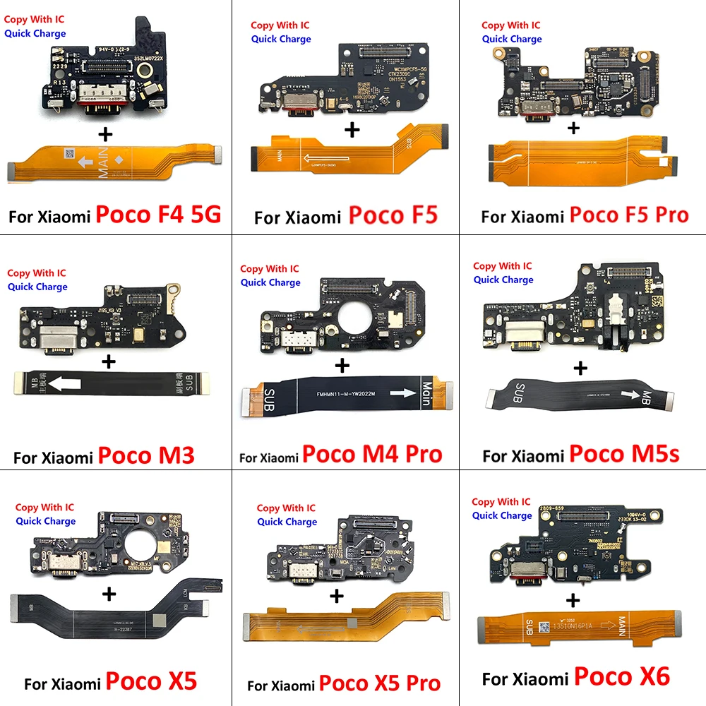 Caricatore USB Scheda di Ricarica Dock Porta Connettore Cavo Della Flessione Principale Per Xiaomi Poco F1 F2 F3 F4 F5 X3 X4 X5 X6 M3 M4 M5s Pro 4G 5G