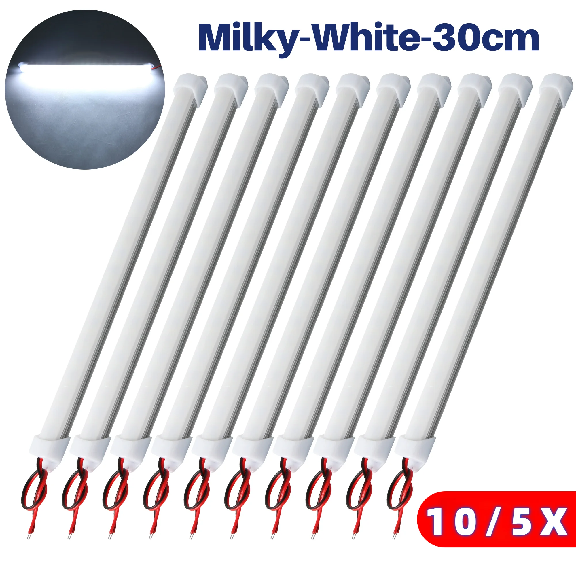 10/5PCS 12V 30CM Weiß Innen LED Auto Licht Bar Starre Streifen Lampe für Van Bus Caravan Vitrine Unter Zähler Schrank Image