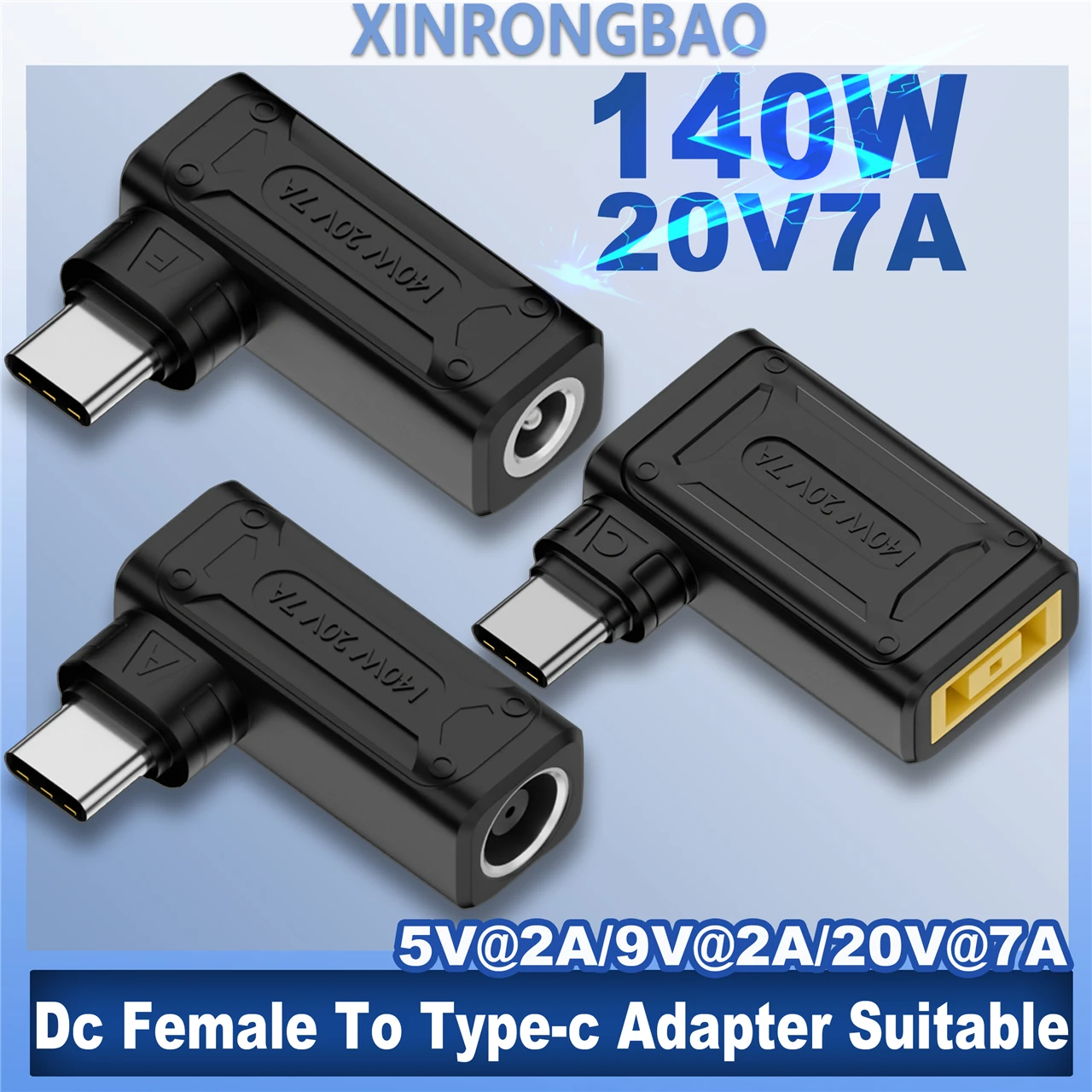 DC-Buchse auf Typ-C-Adapter, geeignet für 140 W PD-Netzteil, 5 V/9 V/20 V, 7 A, automatische Erkennung, Buchse auf C-Stecker-Adapter Image