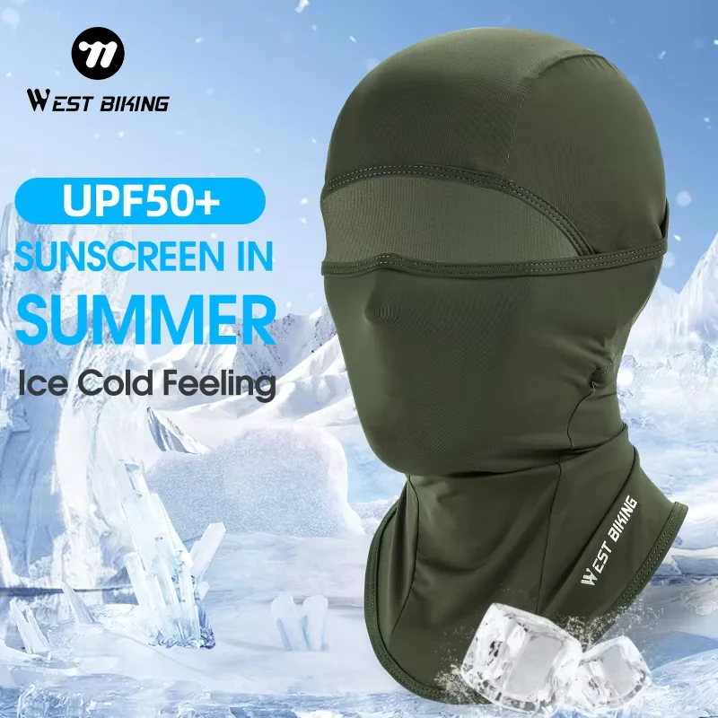 WEST RADFAHREN Sommer Eis Seide Balaclava Fahrrad Motorrad Radfahren Helm Innen Kappe Volle Gesicht UV Schutz Angeln Wandern Hut Image