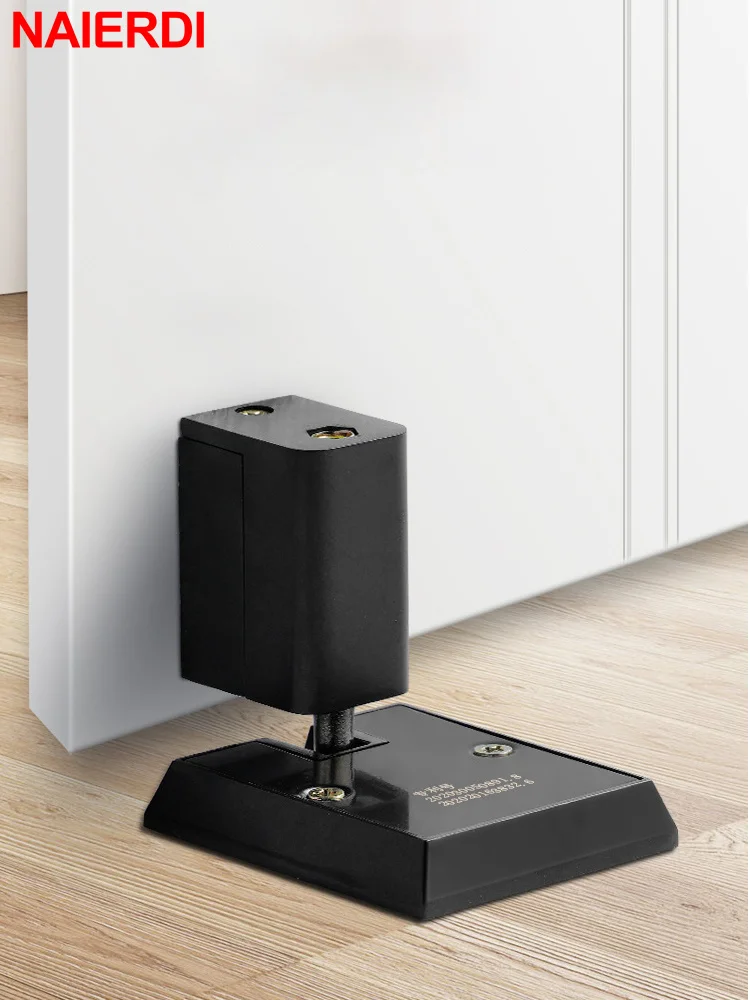 Naierdi mechanischer Tür stopper nagel freier wind dichter Tür halter aus Zink legierung verstellbarer Hochleistungs-Tür stopper schwarze Türbeschläge Image