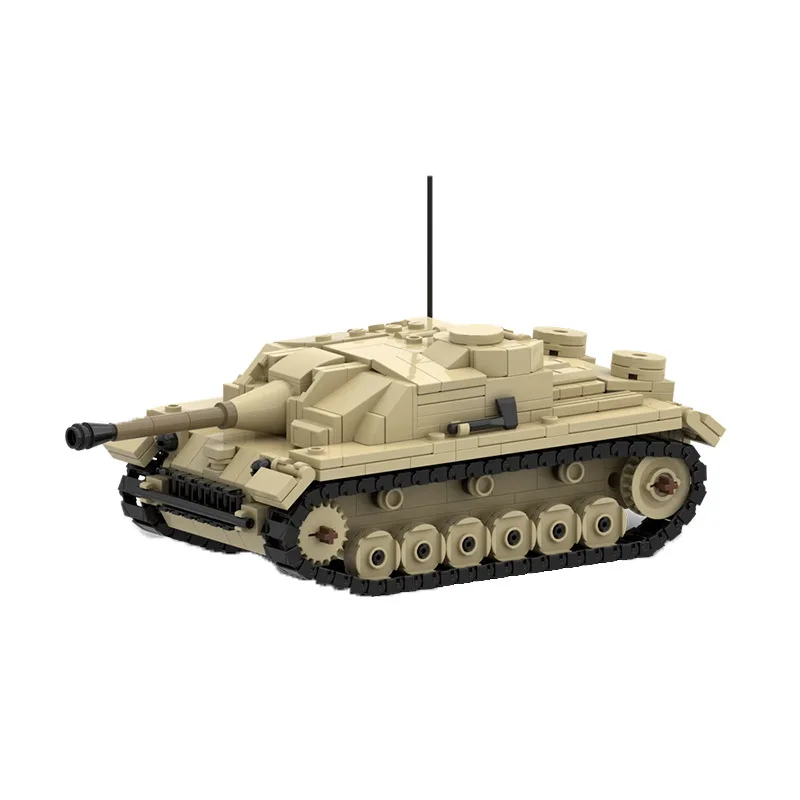 Heißer WW2 Militär Deutschland Armee Stug III G Assault Panzer Pistolen Baustein Kit Verfolgt Gepanzert Kampf Fahrzeug Kind Ziegel Spielzeug Image