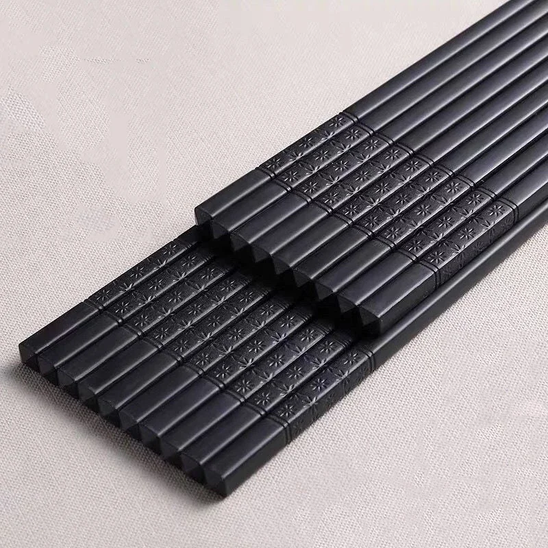 1/10 Paar chinesische Lebensmittel Essstäbchen Sushi-Sticks rutsch feste wasch bare sichere Geschirr Legierung Bambus Form Snack Food Klasse Geschirr Set Image