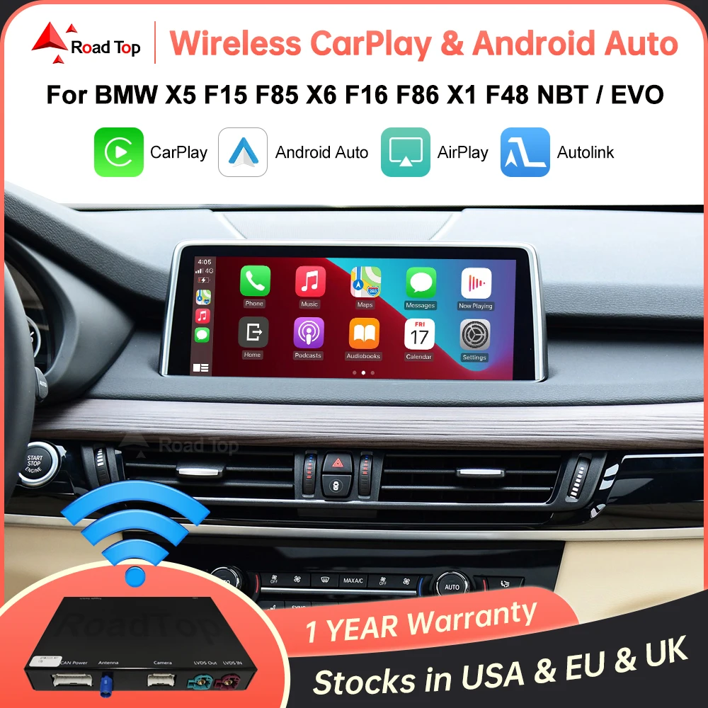 Drahtloses CarPlay für BMW NBT, EVO X5 F15 F85 X6 F16 F86 2014–2020 X1 F48 2016–2020 mit Android Auto Mirror Link AirPlay Car Play Image
